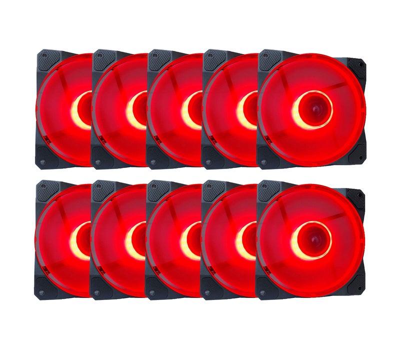 APEVIA مروحة صندوق APEVIA CO1012L-RD كوزموس 120 مم LED حمراء فائقة الصمت مع 16 LED ووسادات مطاطية مضادة للاهتزاز (10 عبوات) - Image 1